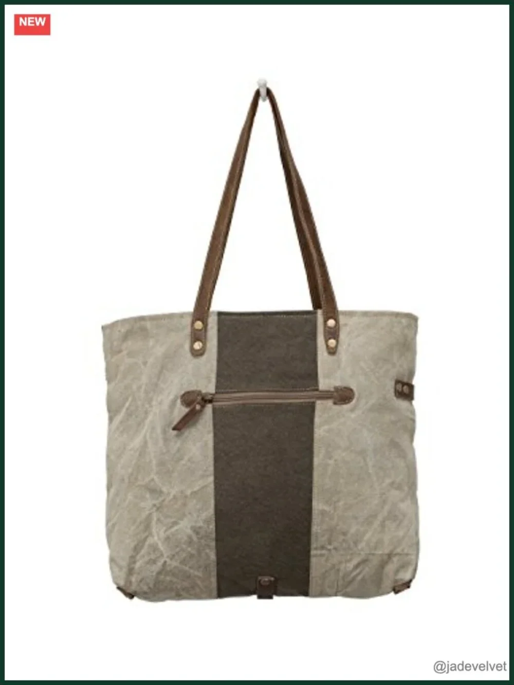 Canvas Tote Bag with Leather Detailing, Handcrafted Military Style